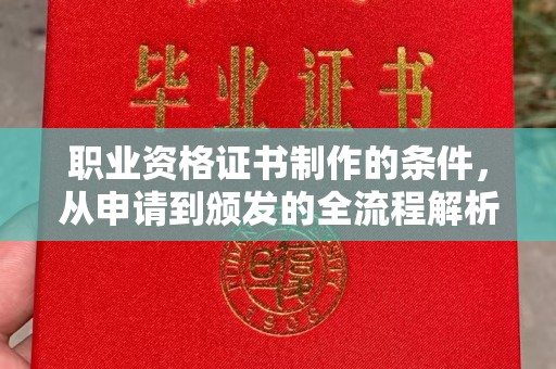 鄞州职业资格证书制作的条件，从申请到颁发的全流程解析